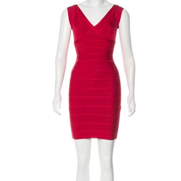 Herve Leger Red Bandage Dress - Picture 1 of 5